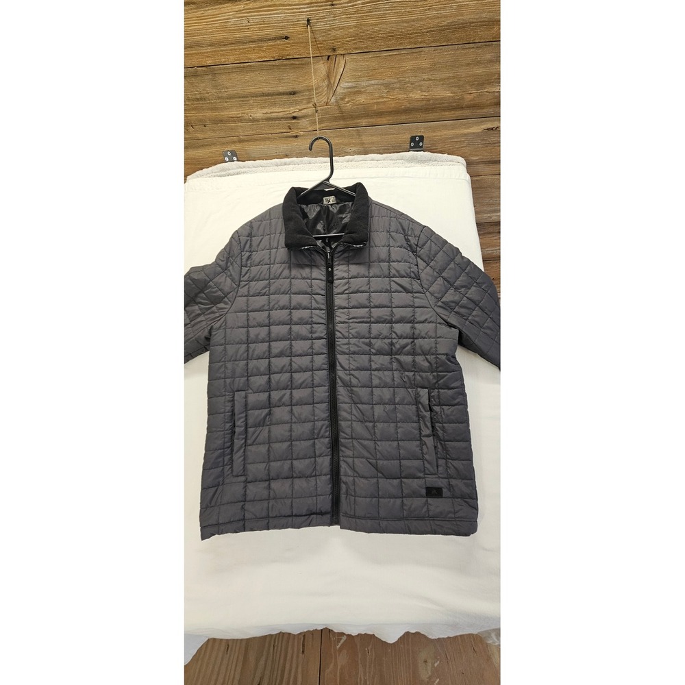 ZeroXposur Mens Quilted Puffer Jacket Gray Full Zip Fleece Collar Large
